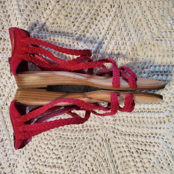 Carlos By Carlos Santana Sandals Womens Size 8 Pink Braided Flat AMARA2 - Picture 3 of 6